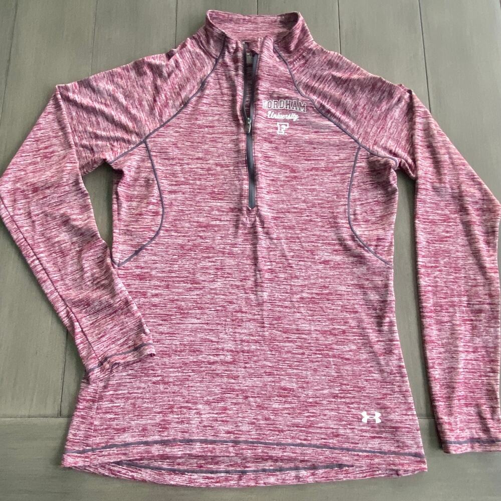 Under Armour Fordham University Quarter‑Zip • Medium • Maroon Heather • HeatGear